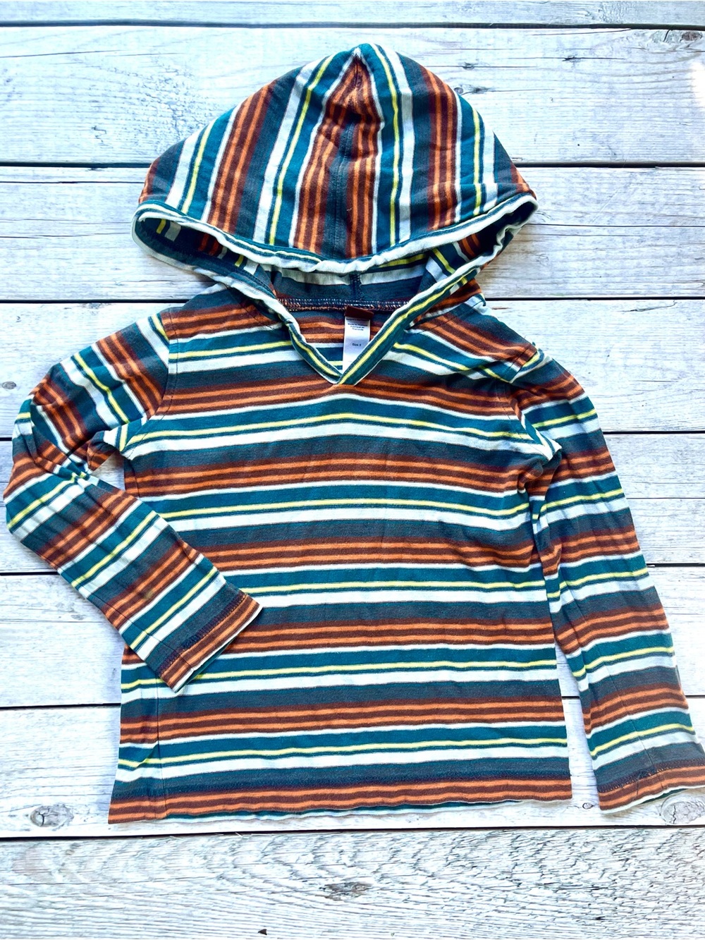 Kids Striped Hooded Long-Sleeve Shirt - Green, Brown & Blue